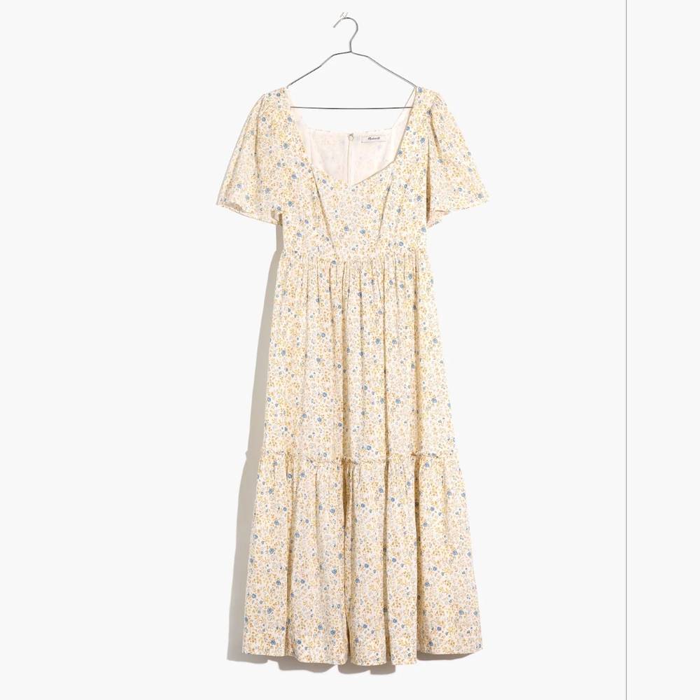 Madewell Flutter-Sleeve Tiered Maxi Dress in Folkmagic Floral 12